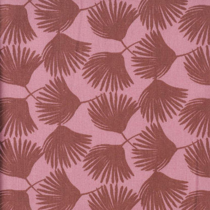 Tissu premium 100 % coton - feuilles de palmier roses 115 g/m²