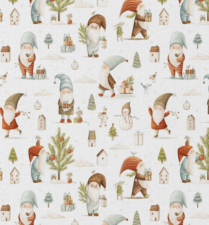 Image of Premium 100% cotton fabric - Christmas gnomes – available online at Šarlotes audumi