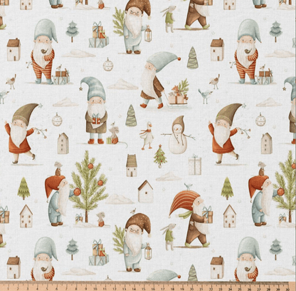 Image of Premium 100% cotton fabric - Christmas gnomes – available online at Šarlotes audumi