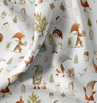 Image of Premium 100% cotton fabric - Christmas gnomes – available online at Šarlotes audumi