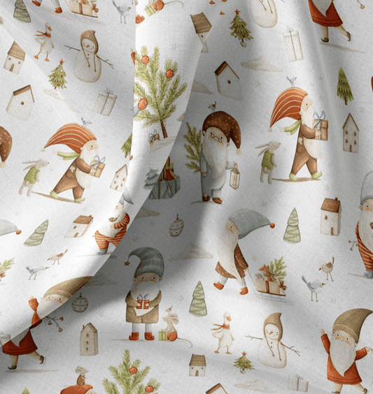 Image of Premium 100% cotton fabric - Christmas gnomes – available online at Šarlotes audumi