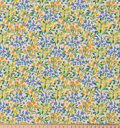 Image with premium 100% cotton fabric - delicate floral meadow 115 g/m² – available at Šarlotes audumi