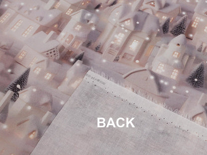 Image of Premium 100% cotton fabric – Snowy Houses, available online at Šarlotes audumi