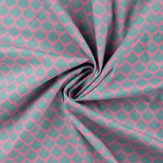 Image of premium 100% cotton fabric - turquoise leaves – available online at Charlotte Fabrics