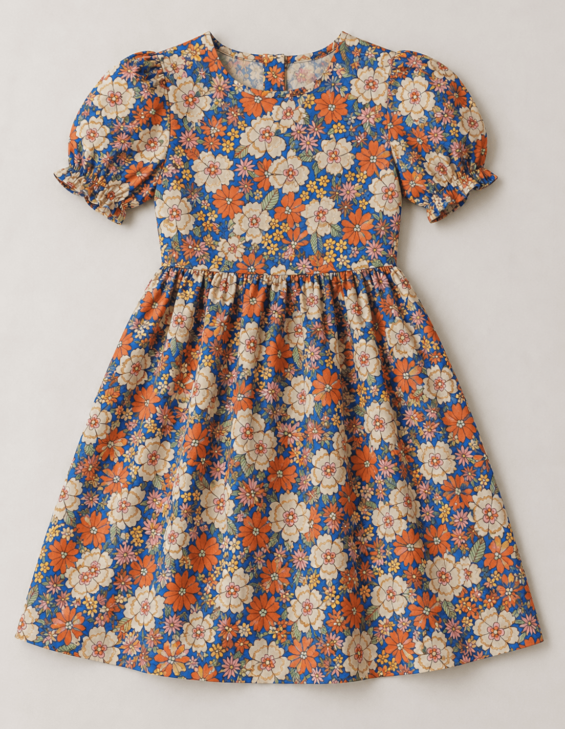 Image of premium 100% cotton fabric - flowers in orange tones 115 g/m² – available at Šarlotes audumi
