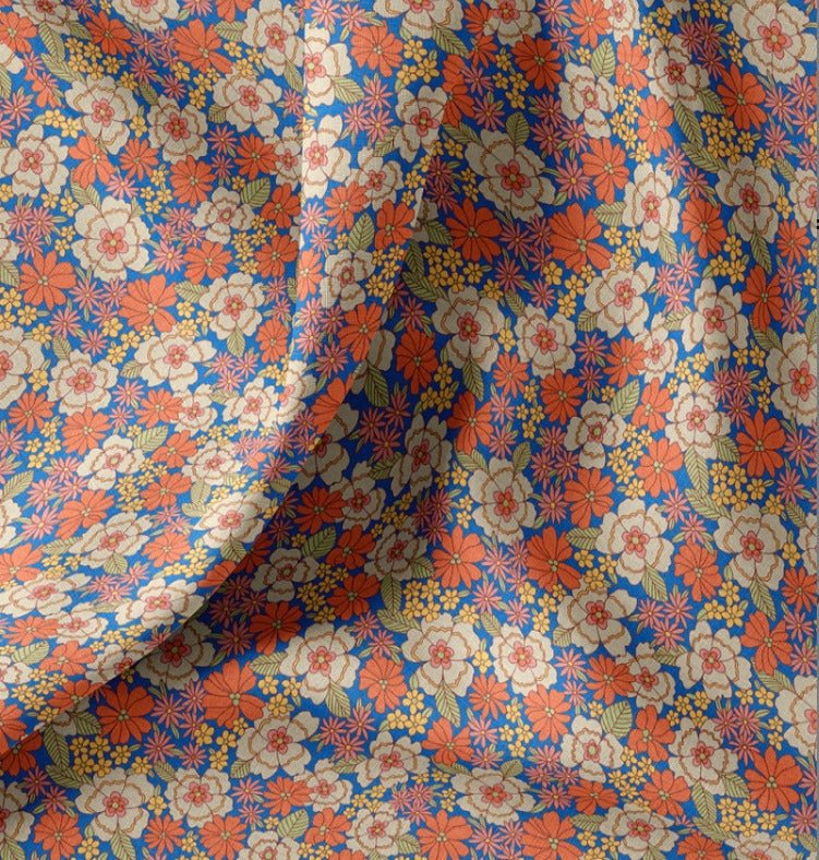 Image of Premium 100% cotton fabric - flowers in orange tones 115 g/m² – available at Šarlotes audumi