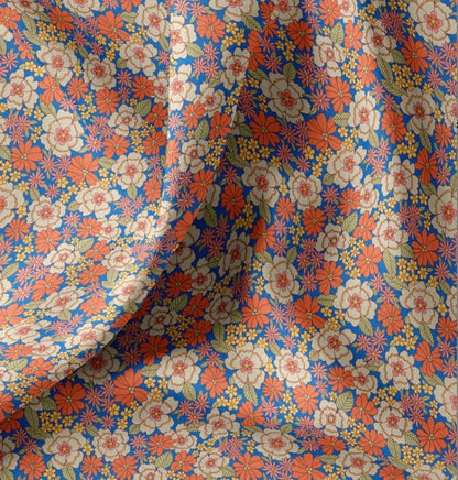 Image of Premium 100% cotton fabric - flowers in orange tones 115 g/m² – available at Šarlotes audumi