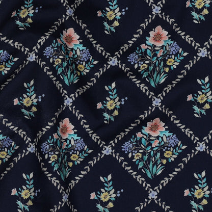 Image of Premium 100% cotton fabric - floral diamonds 115 g/m² – available at Šarlotes audumi