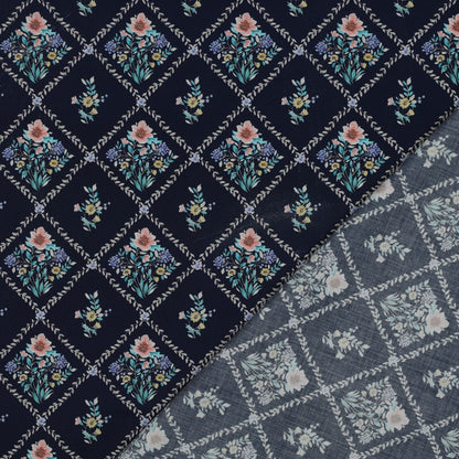 Image with Premium 100% cotton fabric - floral diamonds 115 g/m² – available at Šarlotes audumi