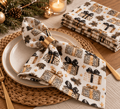 Image of Premium 100% cotton fabric - Christmas leopard gifts – available online at Charlotte's fabrics