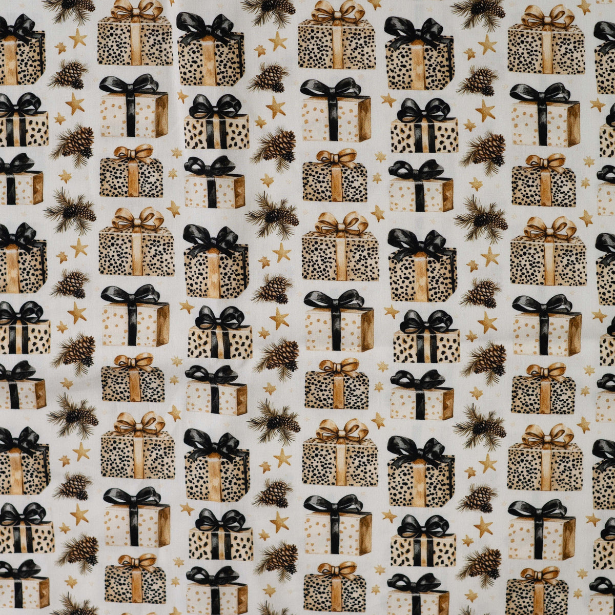 Image of Premium 100% cotton fabric - Christmas leopard gifts – available online at Charlotte's fabrics