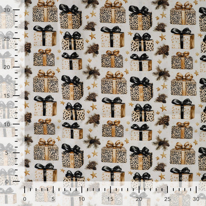 Image of Premium 100% cotton fabric - Christmas leopard gifts – available online at Charlotte's fabrics