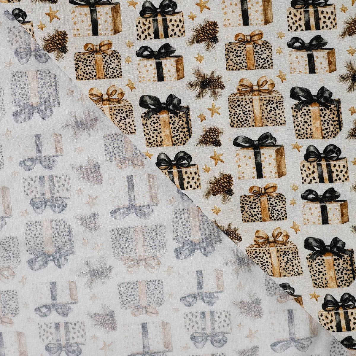 Image of Premium 100% cotton fabric - Christmas leopard gifts – available online at Charlotte's fabrics