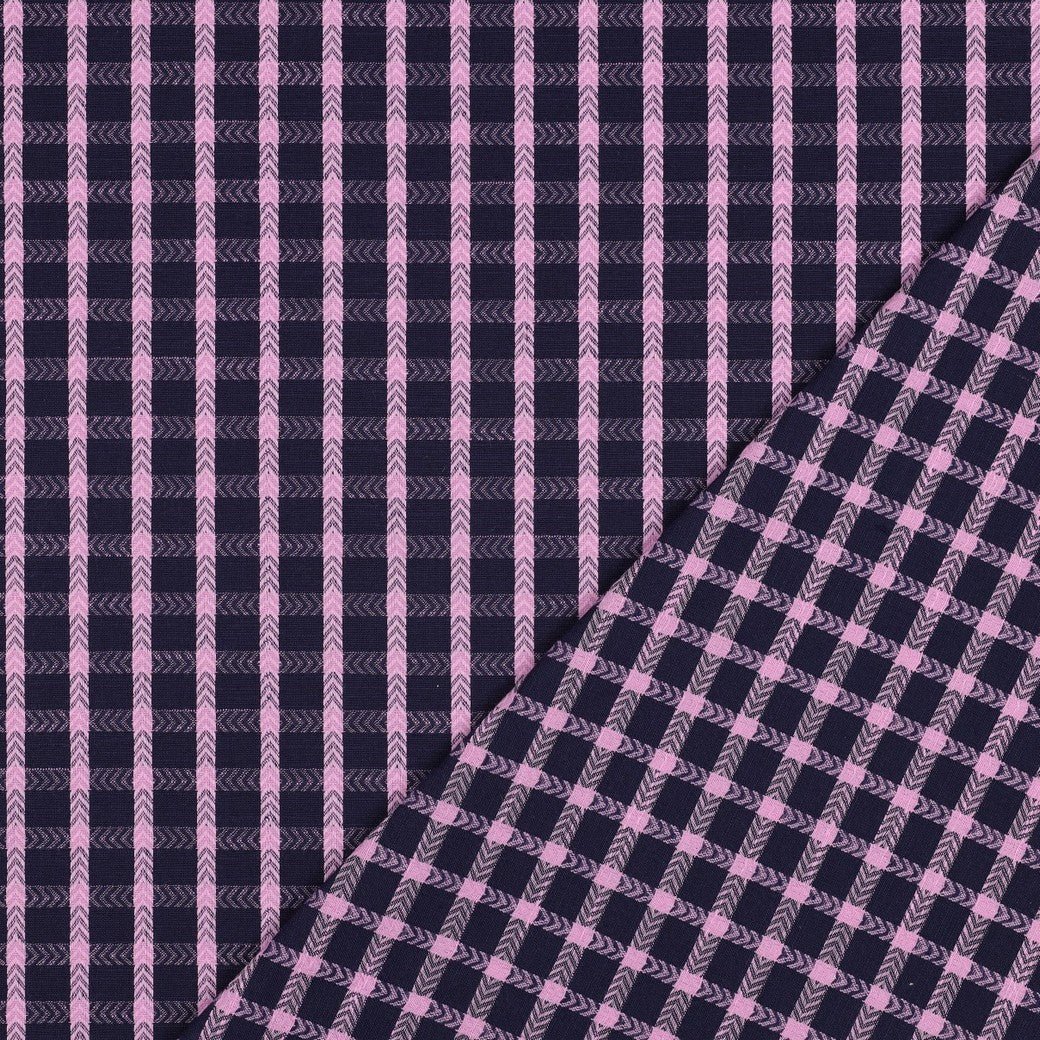 Image with Premium 100% cotton fabric, blue and pink plaid - available online at Šarlotes audumi