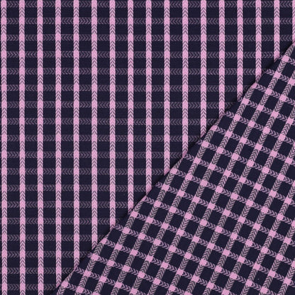 Image with Premium 100% cotton fabric, blue and pink plaid - available online at Šarlotes audumi