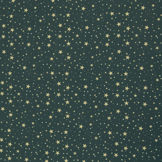 Image avec tissu premium 100 % coton à étoiles sur fond vert sapin 130 g/m² – disponible en ligne chez Šarlotes audumi