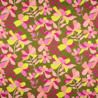 premium satin 100 % coton - motif floral 115 g/m²