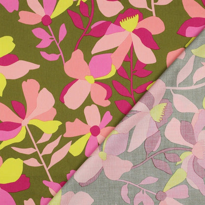 Satin de coton premium 100 % - motif floral 115 g/m²