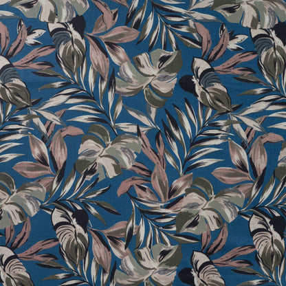 alt
Image de tissu premium en coton, popeline – feuillage tropical sur fond bleu, disponible en ligne chez Šarlotes audumi