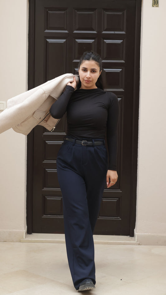 Image of Premium Merino wool fabric – dark blue – available online at Šarlotes audumi