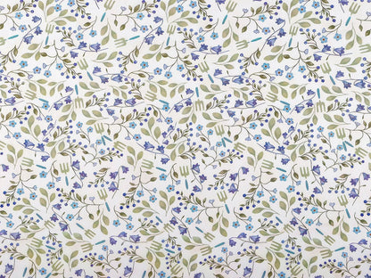 Image of premium lightweight 100% cotton fabric with blue flowers – available online at Charlotte Fabrics