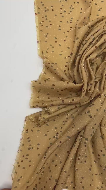Italian acrylic fabric with beige and brown dot pattern