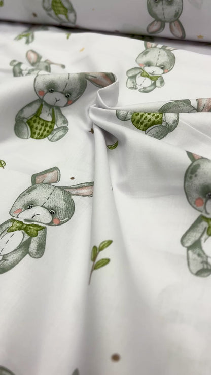 100% Cotton fabric - long-eared rabbits 125 g/m²