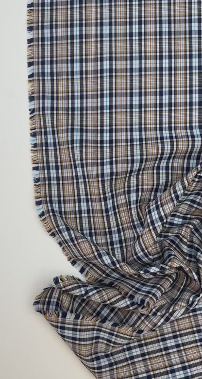 Plaid cotton and viscose fabric with elastane in multicolour pattern – Italy