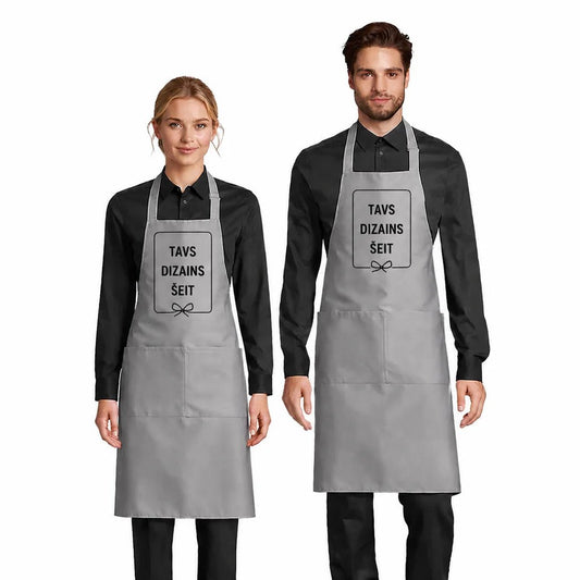 Image of an apron with your print - grey – available at Šarlotes audumi