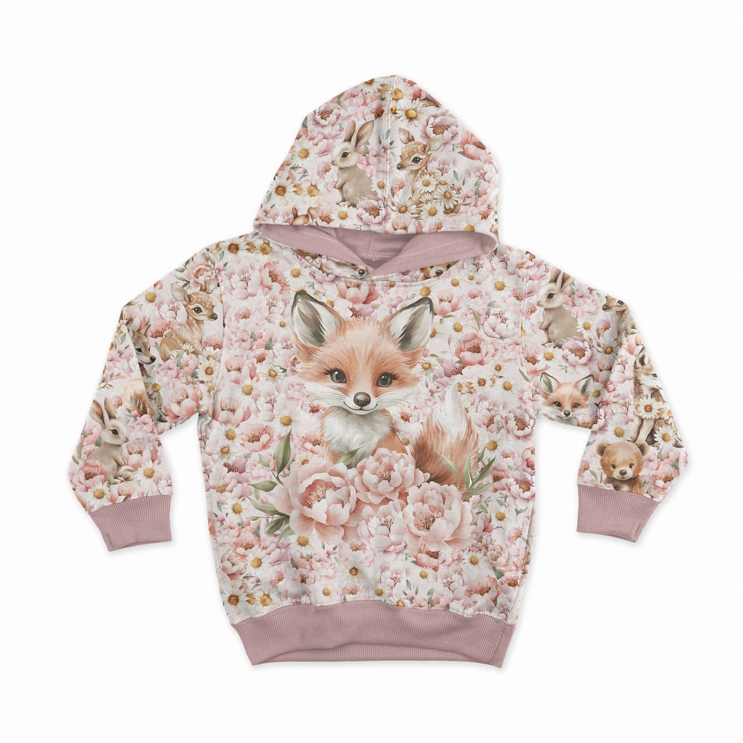 Französisches Frottee-Panel – Gänseblümchen und Pfingstrosen, Fuchs 250 g/m² | Design-05