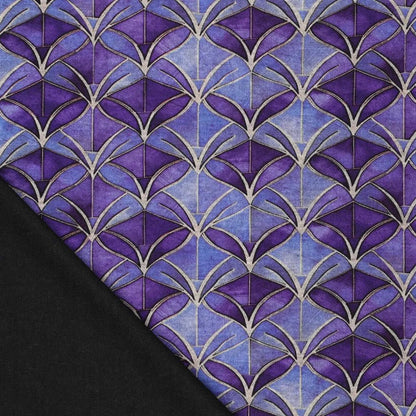 Punta di Roma knitted fabric - purple abstract pattern 240 g/m²