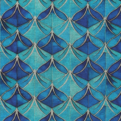 Image du tissu en maille Punto di Roma - motif abstrait bleu 240 g/m² – disponible chez Šarlotes audumi