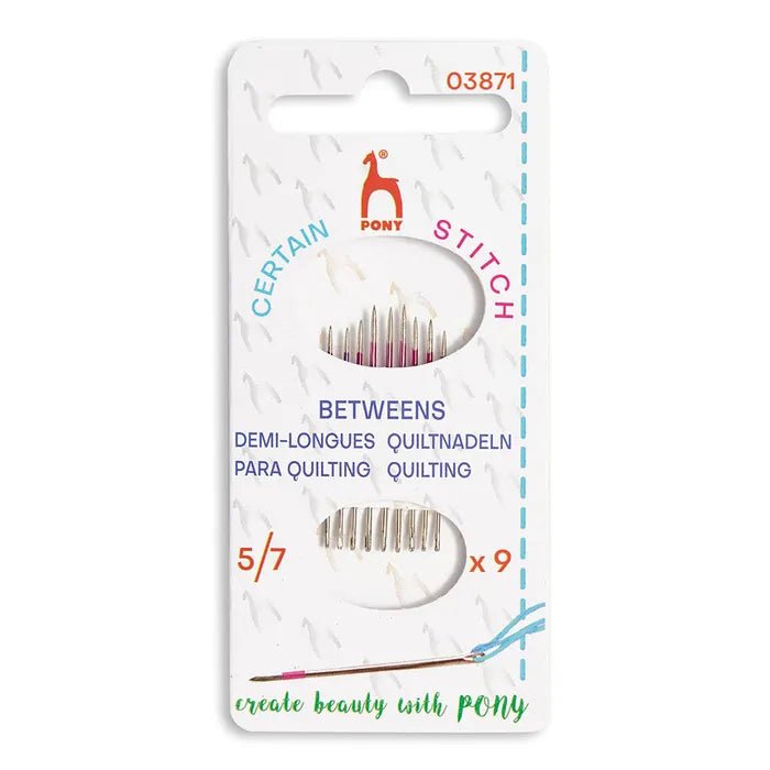 Aiguilles à quilting Between n° 5–6–7 Pony – disponibles chez Šarlotes audumi