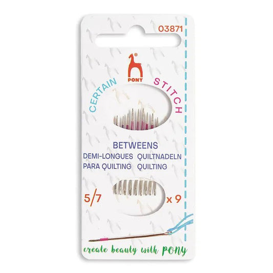 Aiguilles à quilting Between n° 5–6–7 Pony – disponibles chez Šarlotes audumi