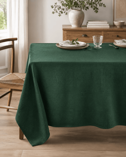 Attēls ar Raupjš lina audums – tumši zaļš, 280 g/m² – pieejams internetā Šarlotes audumi