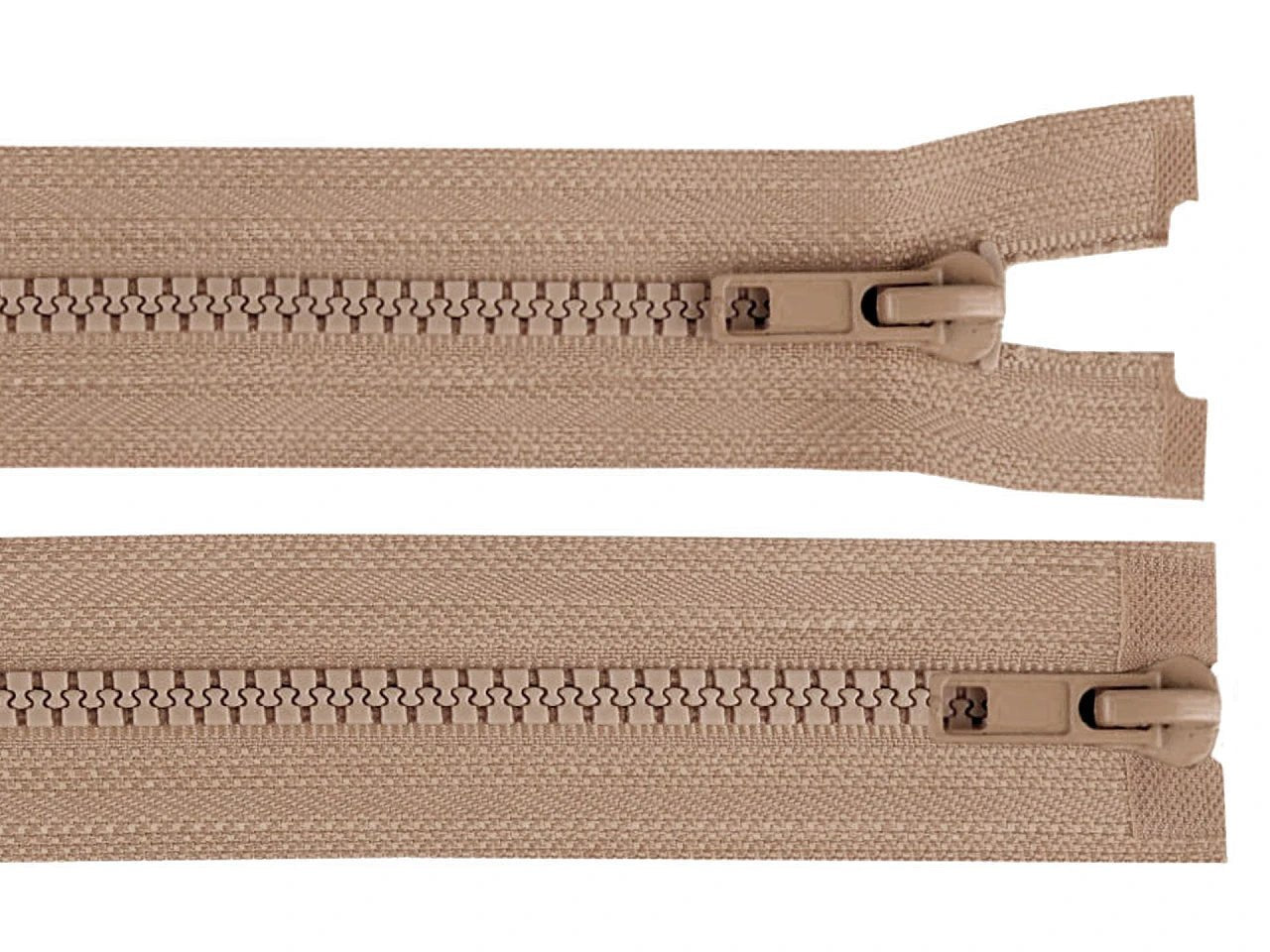 Image of a double-sided zipper slider - light brown – available at Charlotte's Fabrics
