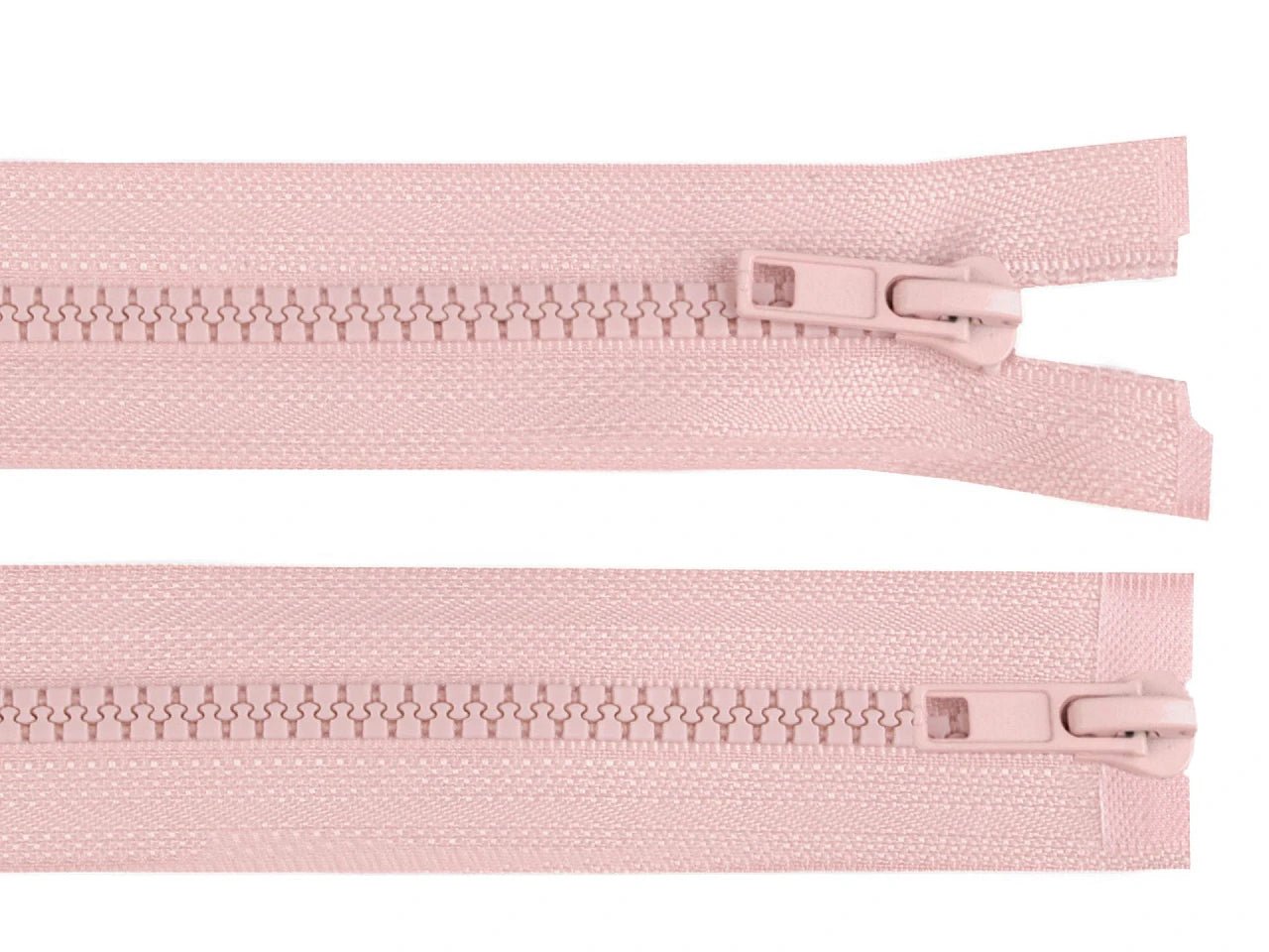 Image d’une fermeture éclair réversible à double curseur - rose poudré – disponible chez Šarlotes audumi