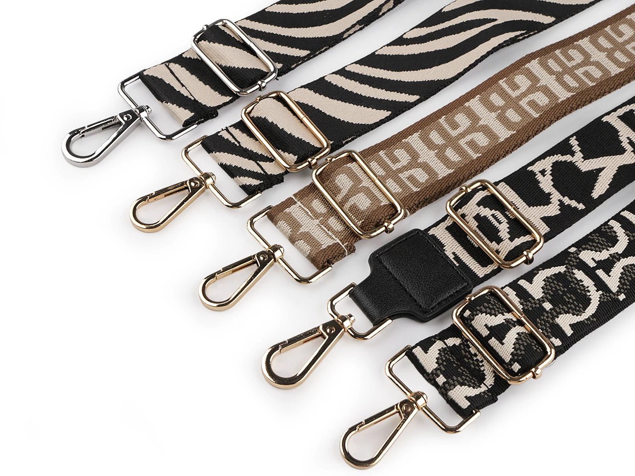 Image of an adjustable bag strap with carabiners, 80 - 143 cm | assorted colors – available at Šarlotes audumi