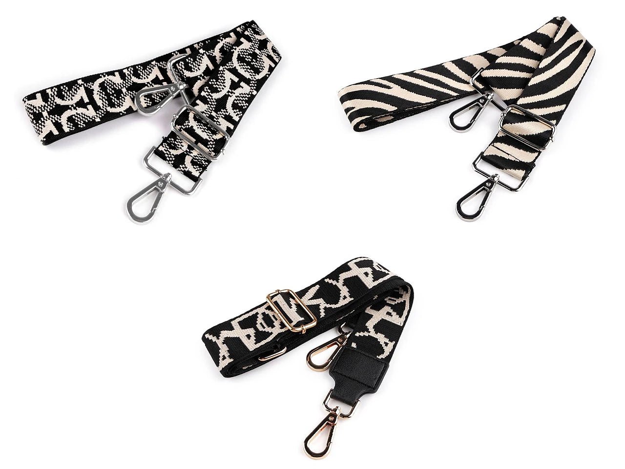 Image of an adjustable bag strap with carabiners 80 - 143 cm | various colors – available at Šarlotes audumi