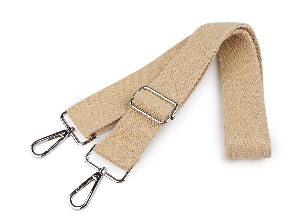 Image of an adjustable bag strap with carabiners – available online at Charlotte's Fabrics