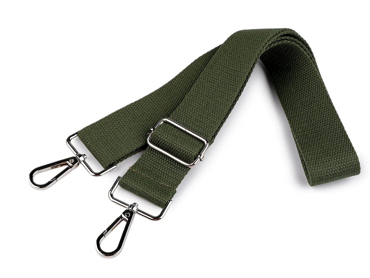 Image of an adjustable bag strap with carabiners – available online at Charlotte's Fabrics