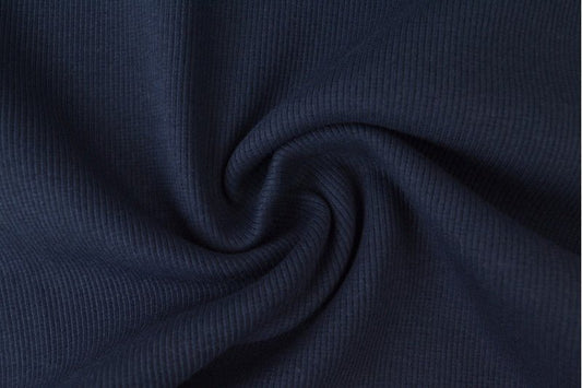 Image with ribbed fabric edging | cuff - dark blue 300 g/m² – available at Charlotte's Fabrics