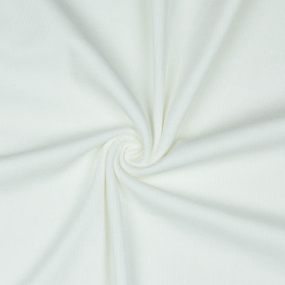 Maille de coton côtelée (RIB JERSEY) - blanche 240 g/m²