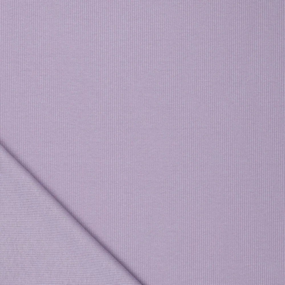 Image de jersey côtelé en coton (RIB JERSEY) - lilas lavande 310 g/m² – disponible chez Šarlotes audumi