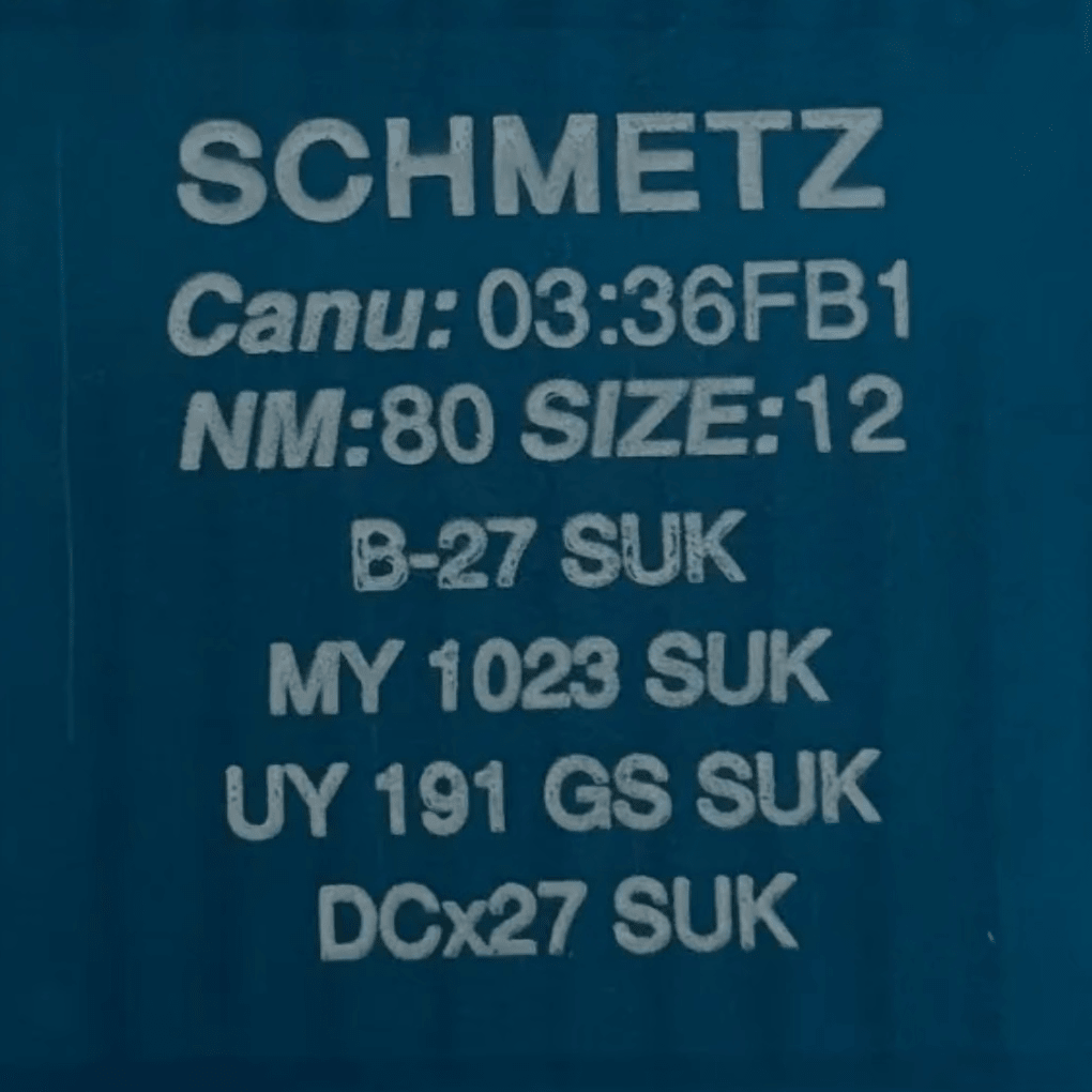 Image avec aiguilles d’overlock industrielles SCHMETZ DCx27 (B - 27) SUK pour maille et jean – 10 pièces – disponibles chez Šarlotes audumi