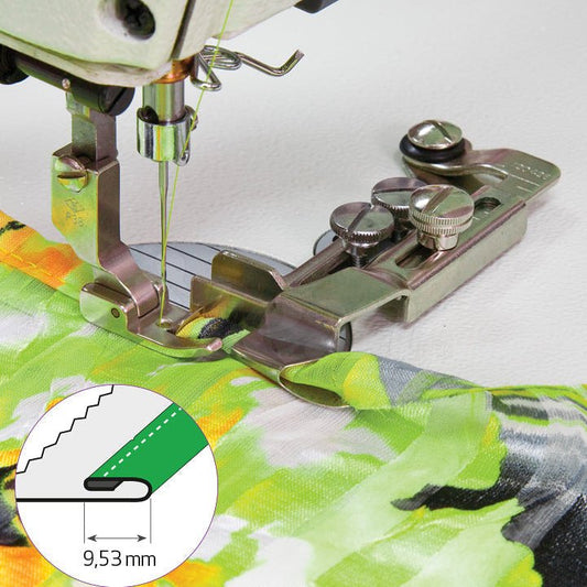Image of an industrial sewing machine binder - for a folded edge 9.53 mm, openable – available at Šarlotes audumi