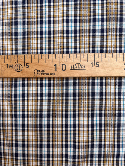 Image of checked cotton and viscose fabric with elastane in a multicolored pattern – Italy – available online at Šarlote Fabrics