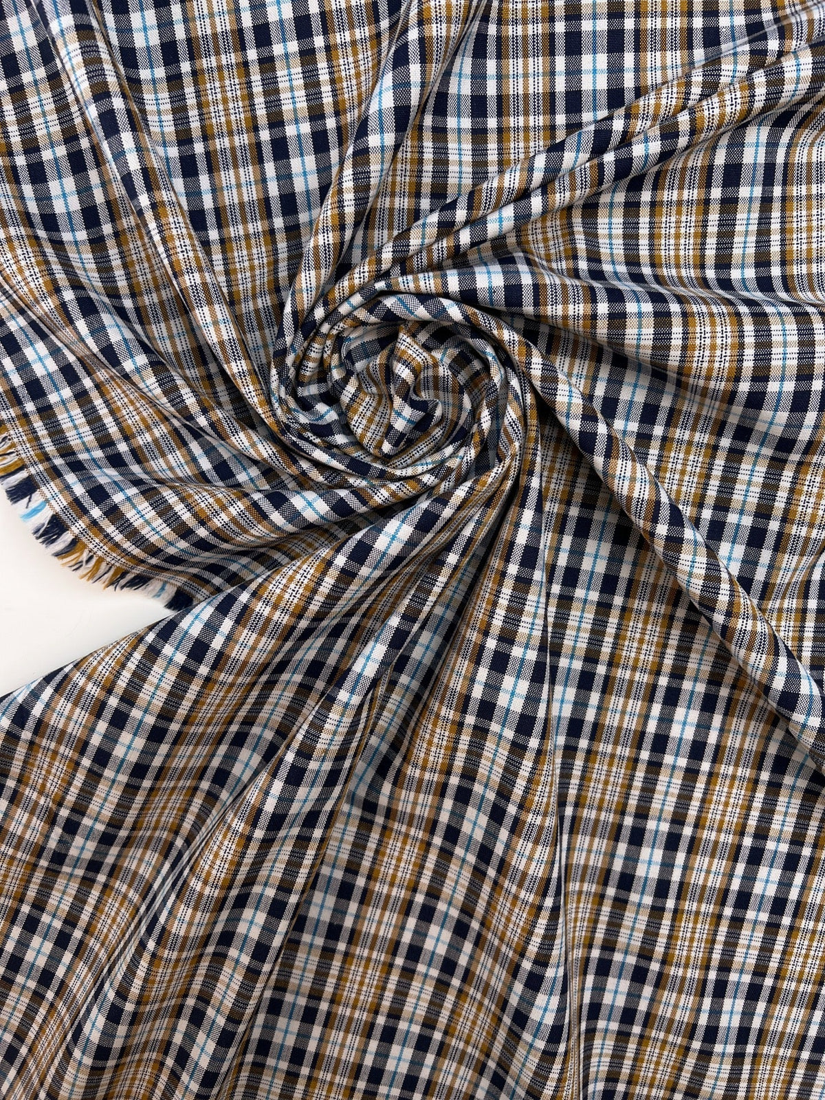 Image of checkered cotton and viscose fabric with elastane in a multicolor pattern – Italy – available online at Charlotte's Fabrics