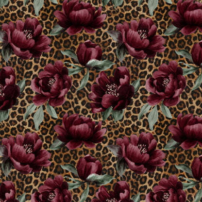 Cotton knit, jersey peony leopard print