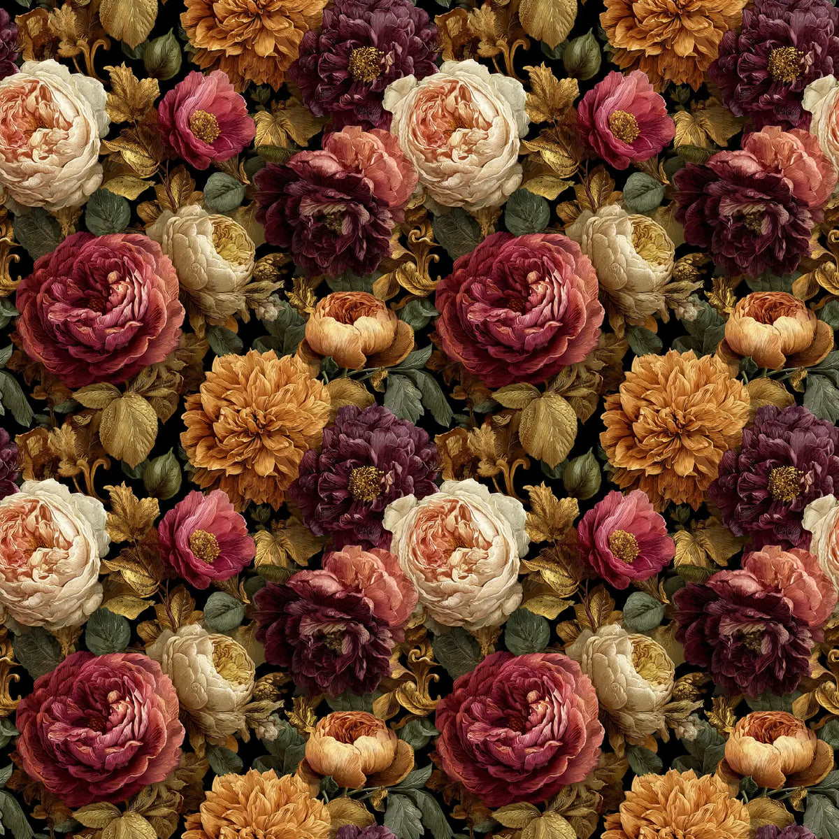 Viscose Gabardine Fabric - Peonies and Roses